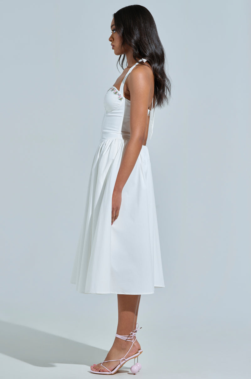 OFF TO BRUNCH POPLIN MIDI DRESS