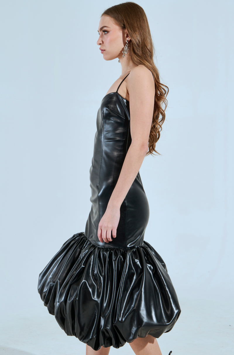 PHOEBE BUBBLE MIDI DRESS IN PU