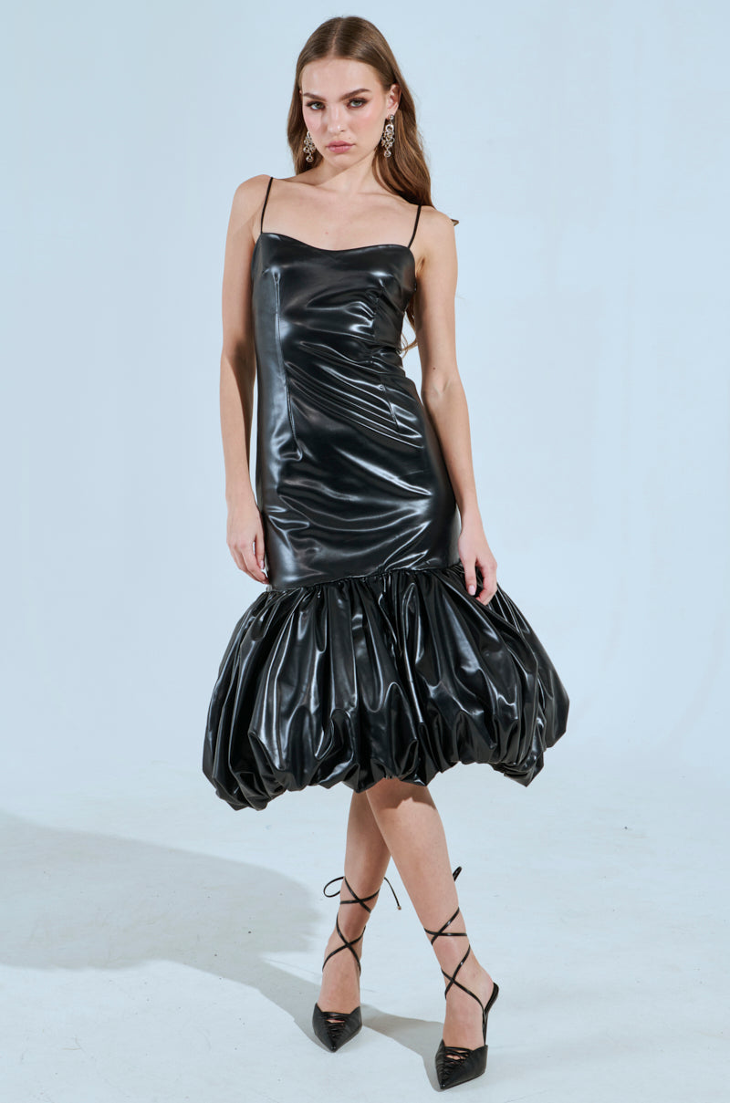 PHOEBE BUBBLE MIDI DRESS IN PU