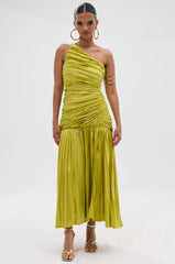 LIFE OF THE PARTY SATIN MIDI DRESS