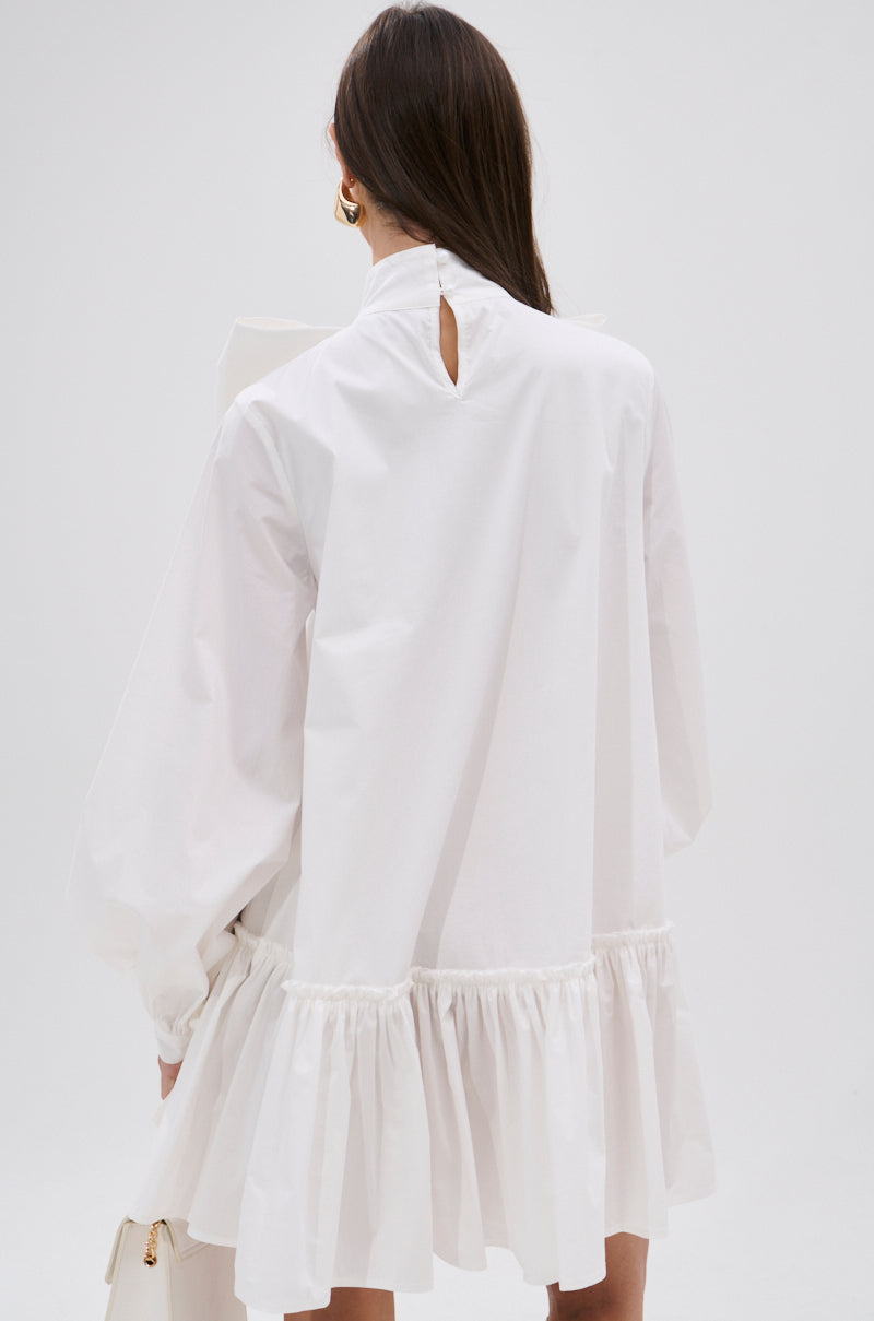 TAKE A BOW POPLIN MINI DRESS