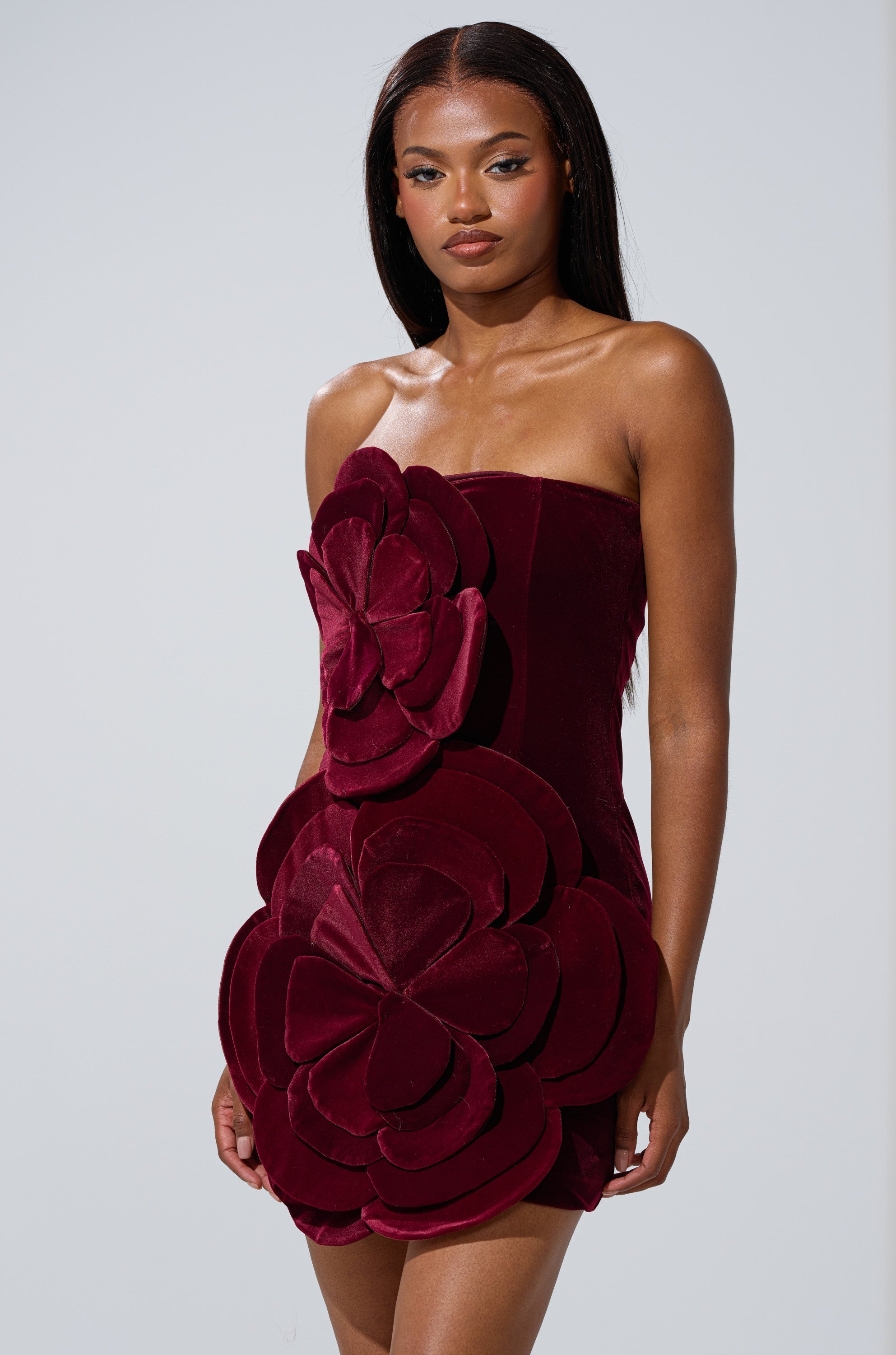 FLOWER POWER VELVET MINI DRESS