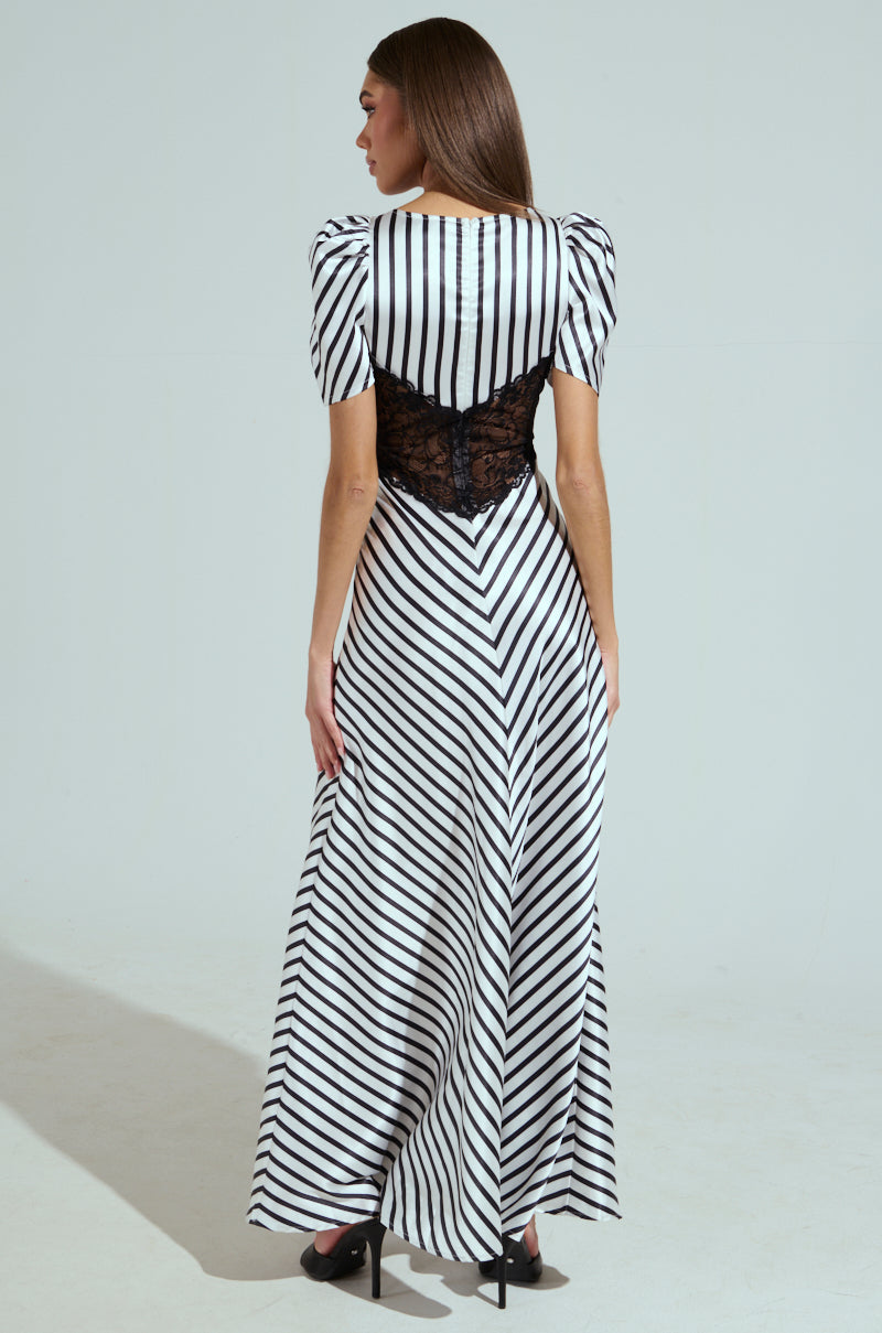 LYDIA LACE AND SATIN MAXI DRESS
