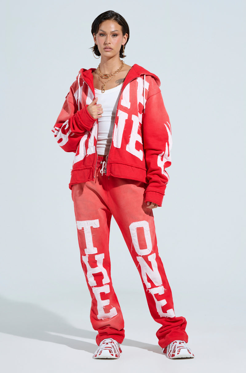 ONLY ONE ZIP UP SWEATSHIRT IN RED