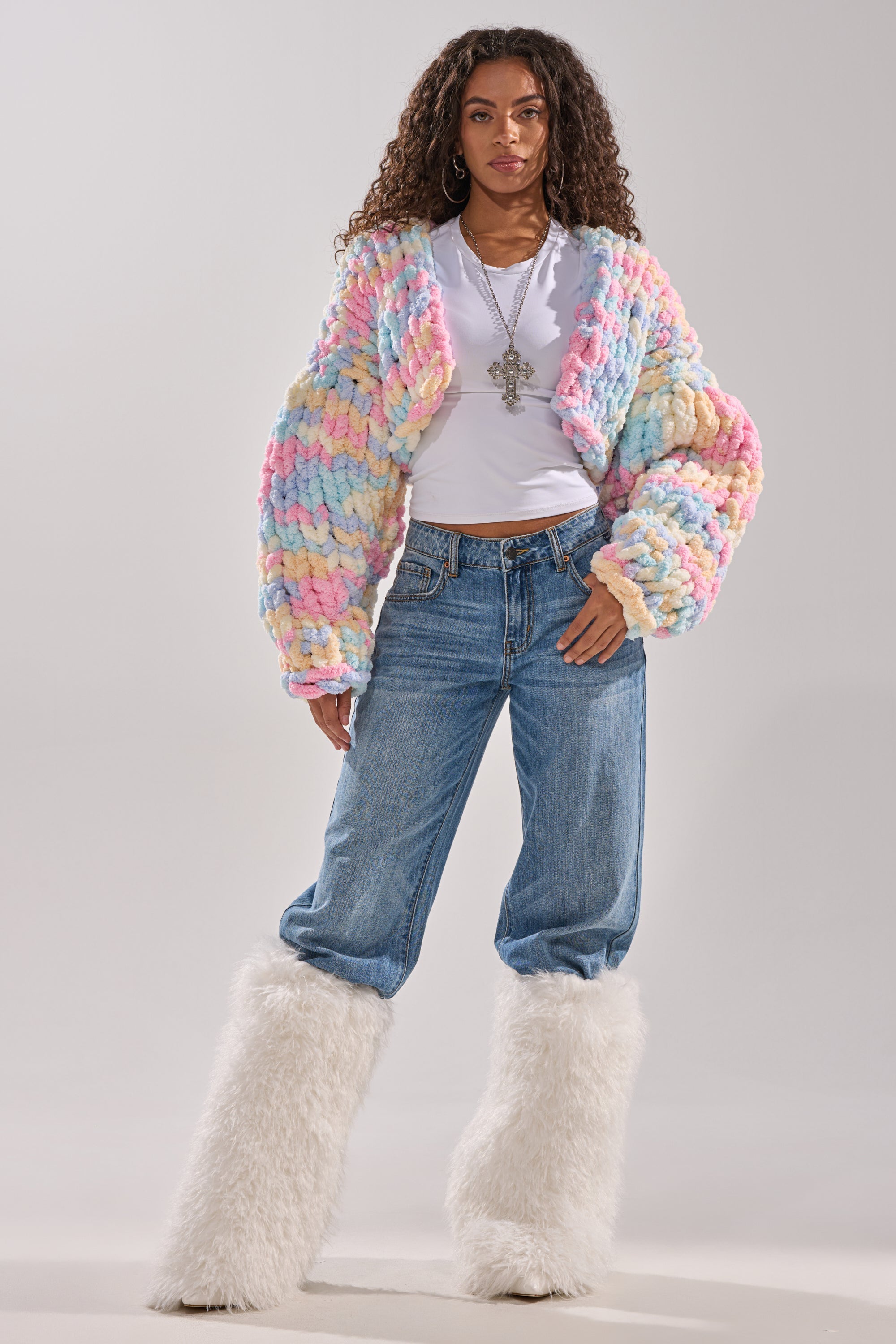 ALIA CHUNKY CHENILLE KNIT CARDIGAN