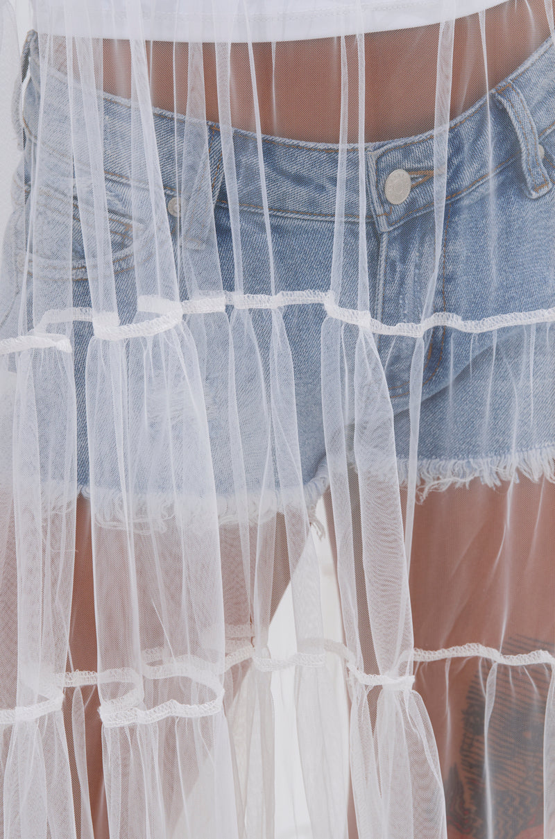 PERFECT FOR LAYERING TULLE MAXI DRESS IN WHITE