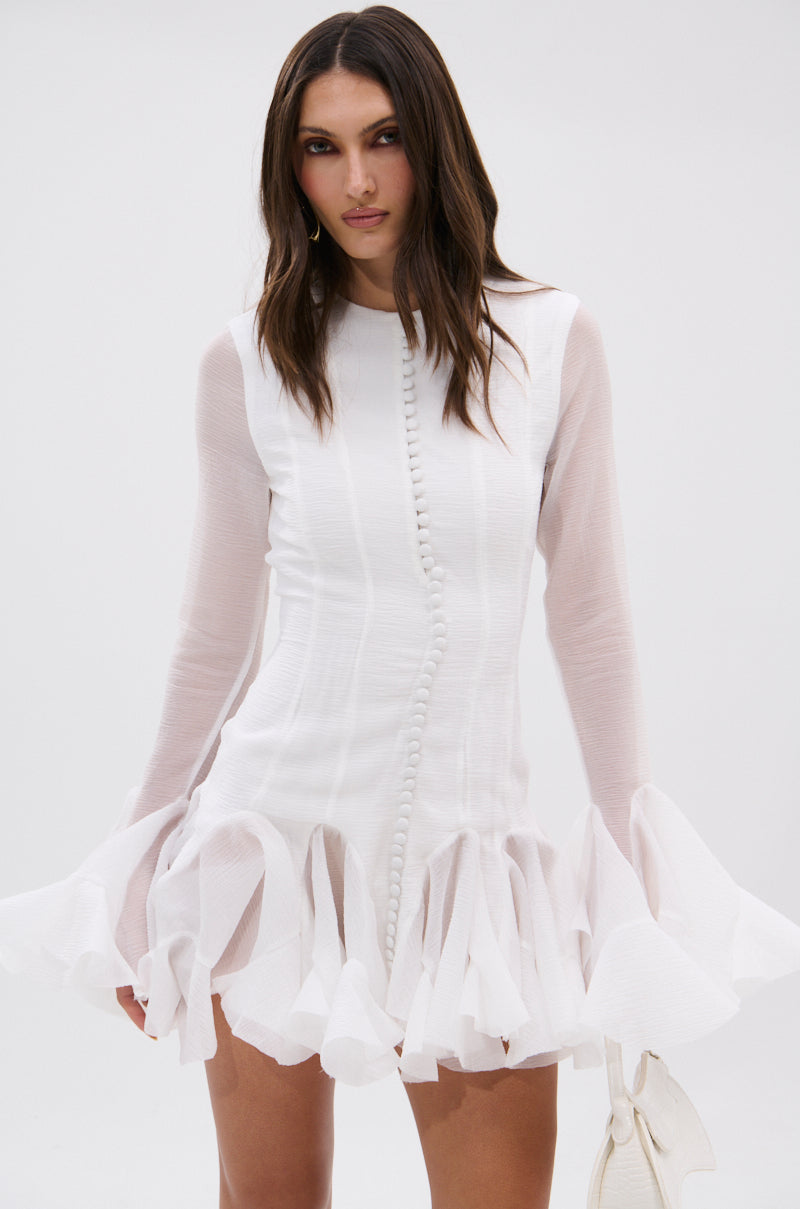 HOURS IN SILENCE RUFFLED MINI DRESS