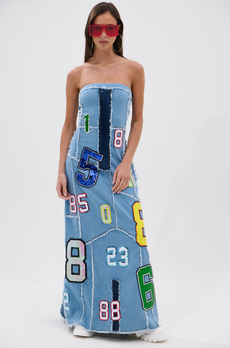 ABC 123 DENIM MAXI DRESS