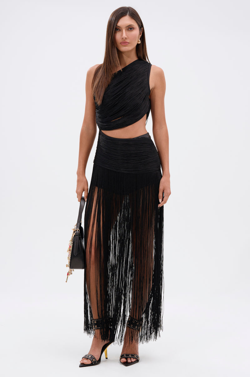 GINA SINGLE SHOULDER FRINGE TOP