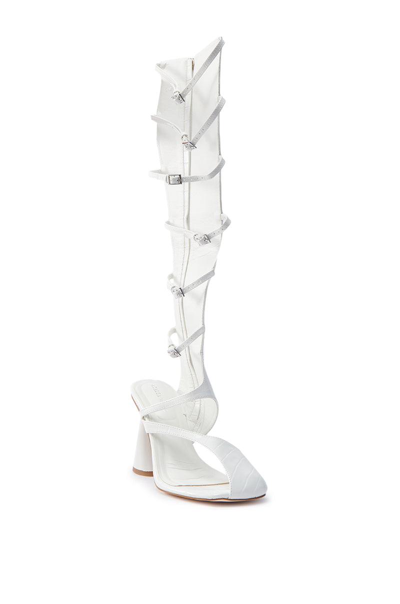 AZALEA WANG ANDRIUS WHITE CROC CHUNKY GLADIATOR SANDAL