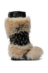 AZALEA WANG ANISA MULTI BROWN FUR FLATFORM BOOT