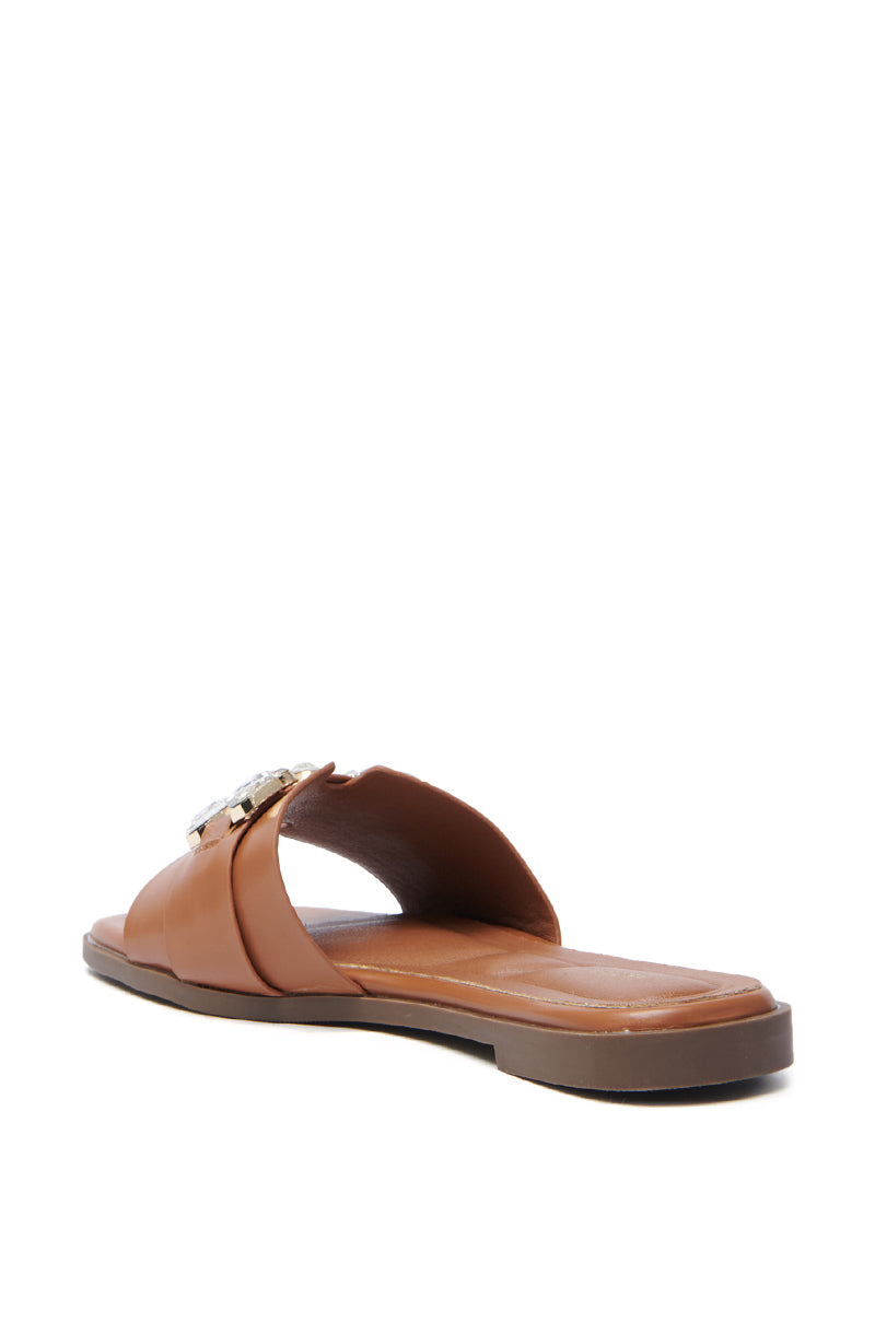 AKIRA  ARCADIANA BROWN EMBELLISHED RHINESTONE SANDAL