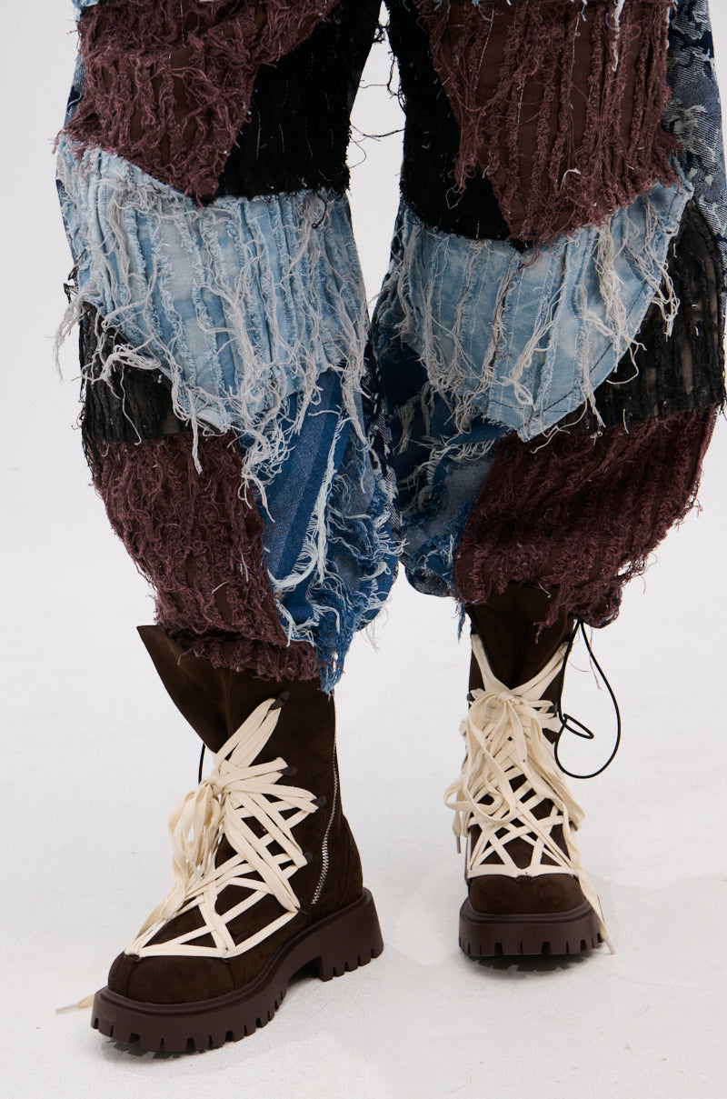 AZALEA WANG ARJUN CHOCOLATE LACE BOOTIE