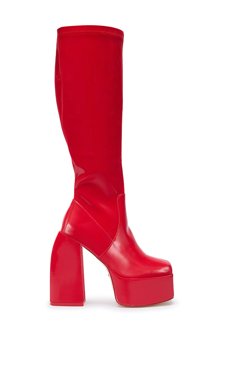 AZALEA WANG AURON RED LIQUID LUXE PLATFORM BOOT