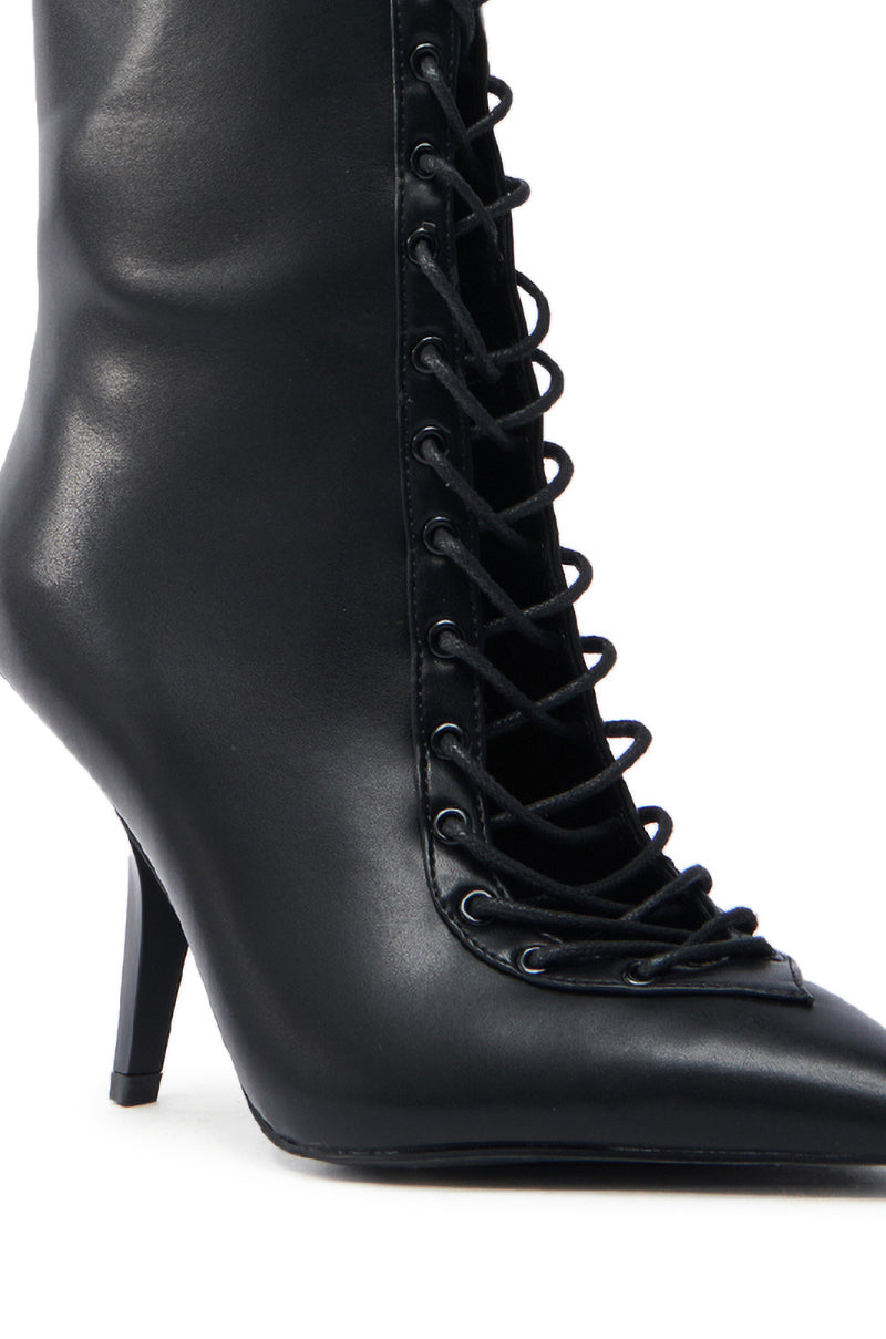 AZALEA WANG SILVA BLACK LACE UP STILETTO BOOTIE