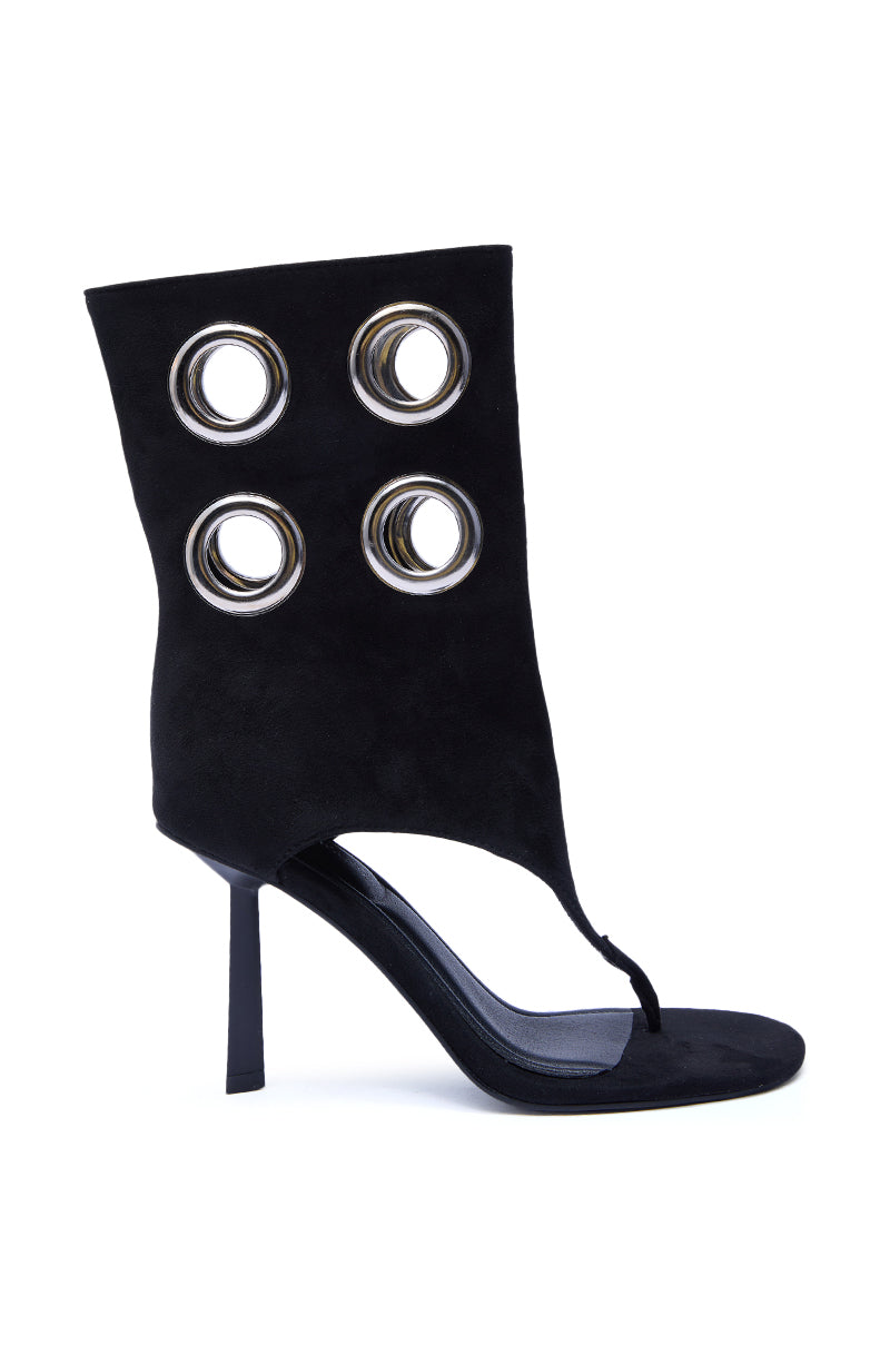 AZALEA WANG BAINA BLACK GROMMET DETAIL GLADIATOR SANDAL