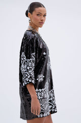 BOUJEE BANDANA SEQUIN MINI DRESS IN BLACK