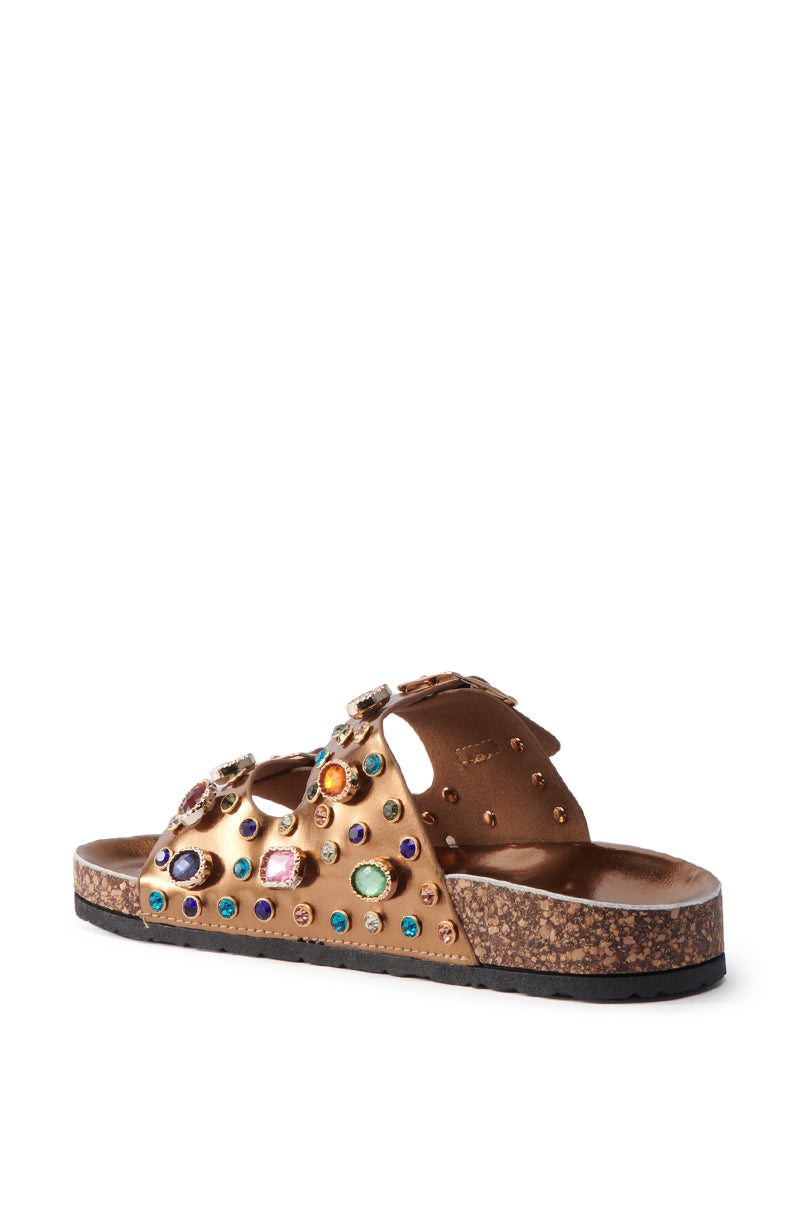 AKIRA BAYLEAVES BRONZE SLIP ON FLAT SANDAL