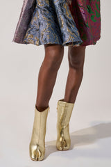 AZALEA WANG BILHA GOLD SPLIT TOE CHUNKY BOOTIE