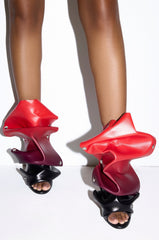 AZALEA WANG BIRDSONG RED OMBRE SNAP OPEN TOE BOOTIE