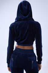 TAYLOR VELOUR FITTED ZIP UP IN NAVY