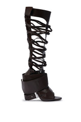 AZALEA WANG BLACKBIRD BROWN PU STILETTO GLADIATOR SANDAL
