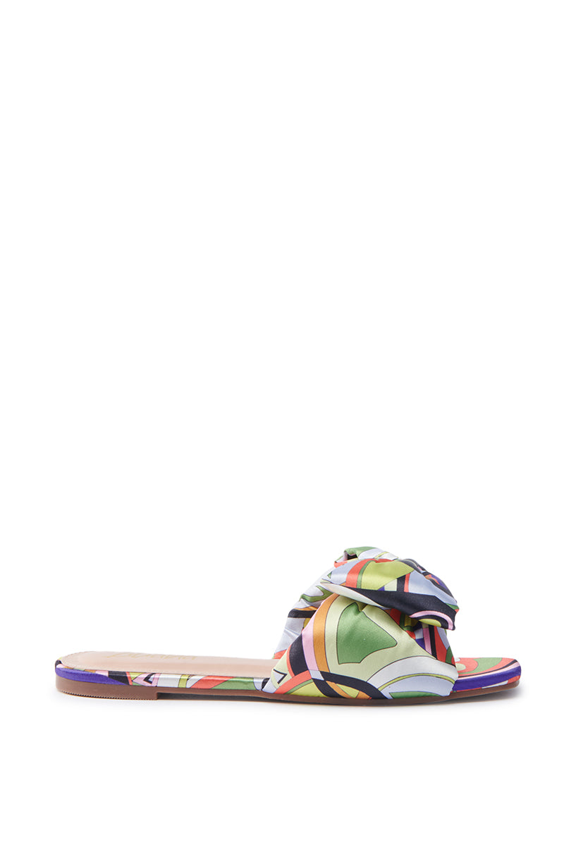 BREEZY SCARF FLAT SANDAL IN CHARTREUSE