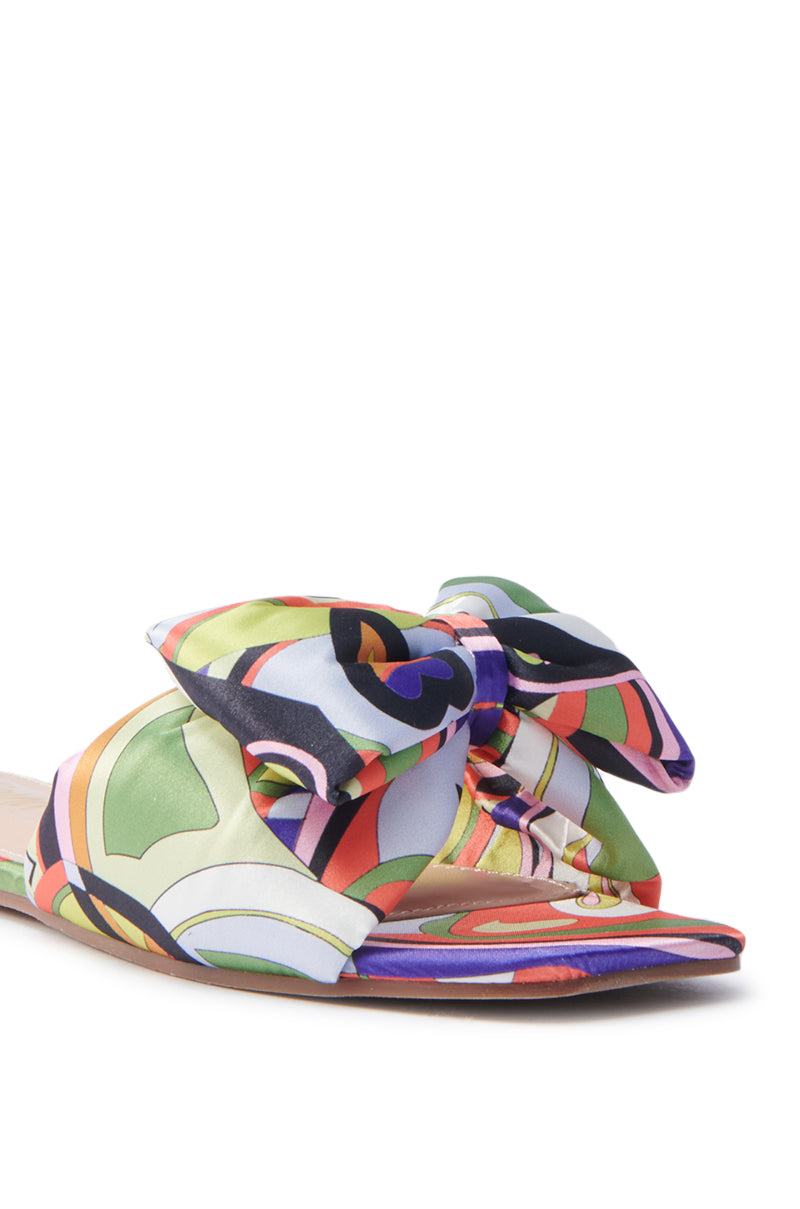 BREEZY SCARF FLAT SANDAL IN CHARTREUSE