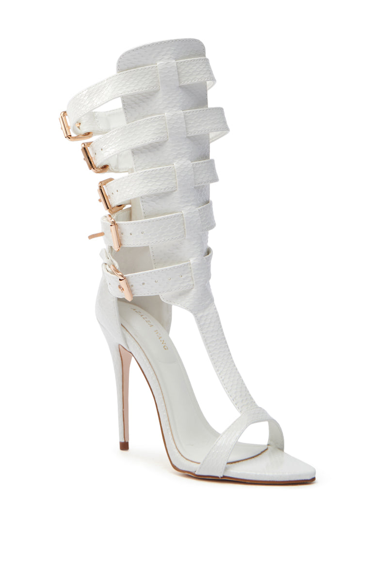 AZALEA WANG CHERELL WHITE GLADIATOR SANDAL STILETTO