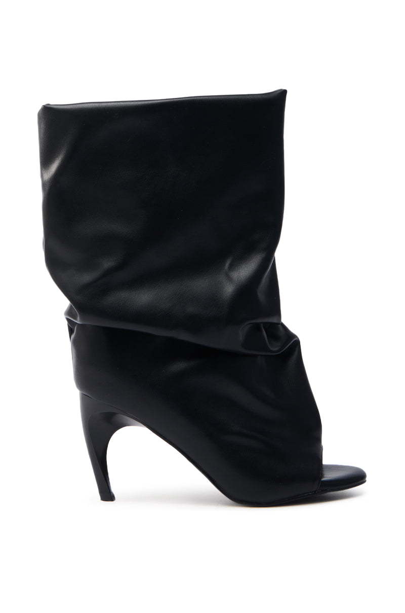 AZALEA WANG CLASSIE BLACK OPEN TOE BANANA HEEL BOOTIE