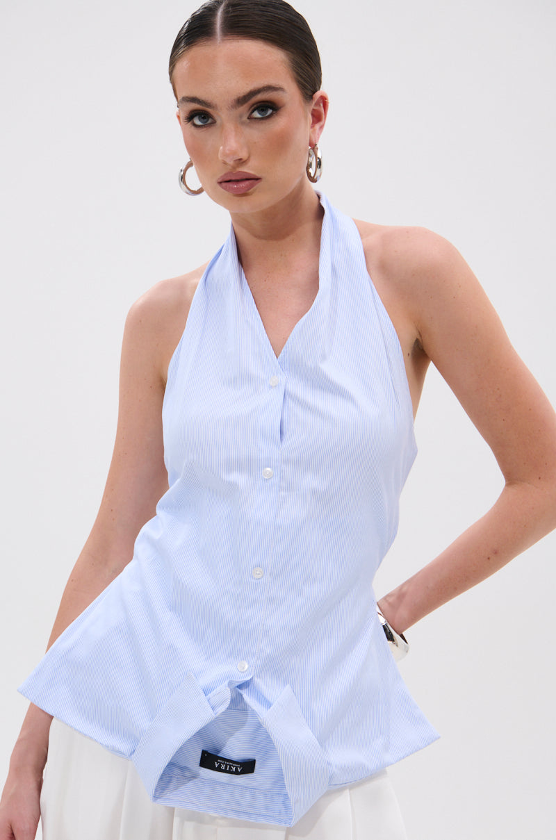 TINA STRIPE POPLIN BLOUSE