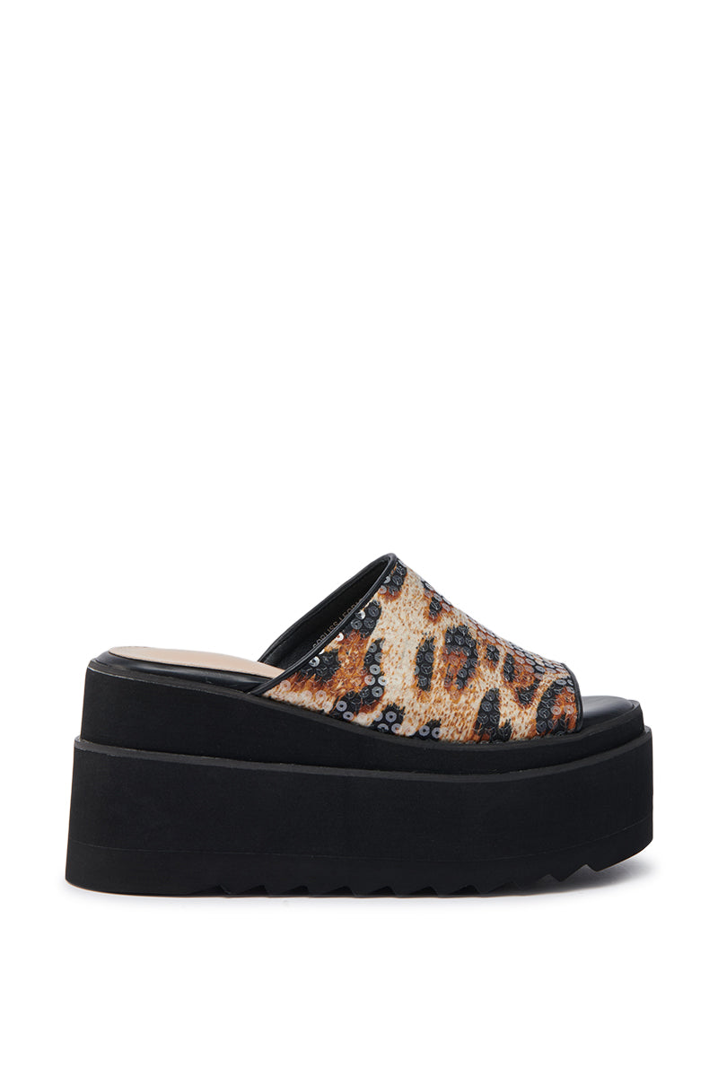 AZALEA WANG CORLISS LEOPARD FLATFORM SANDAL