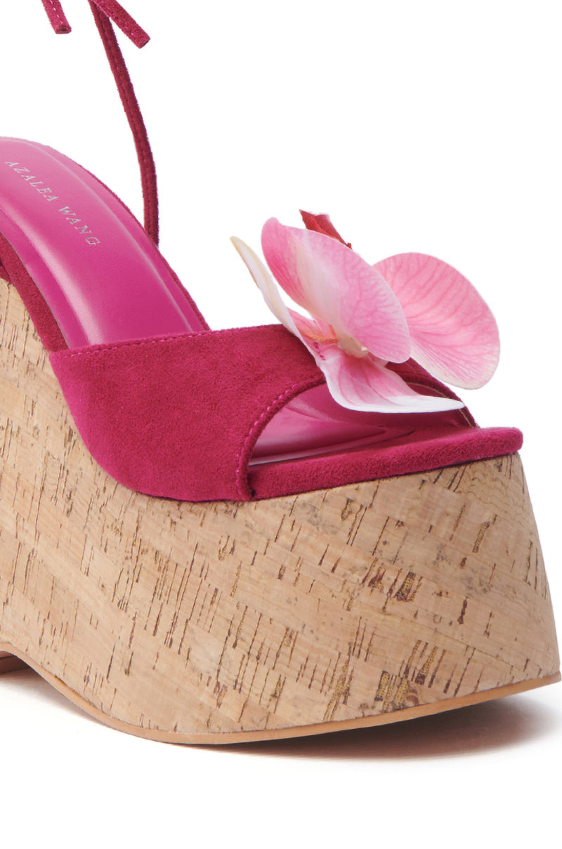 AZALEA WANG DALEYZA FUCHSIA FLORAL WEDGE SANDAL