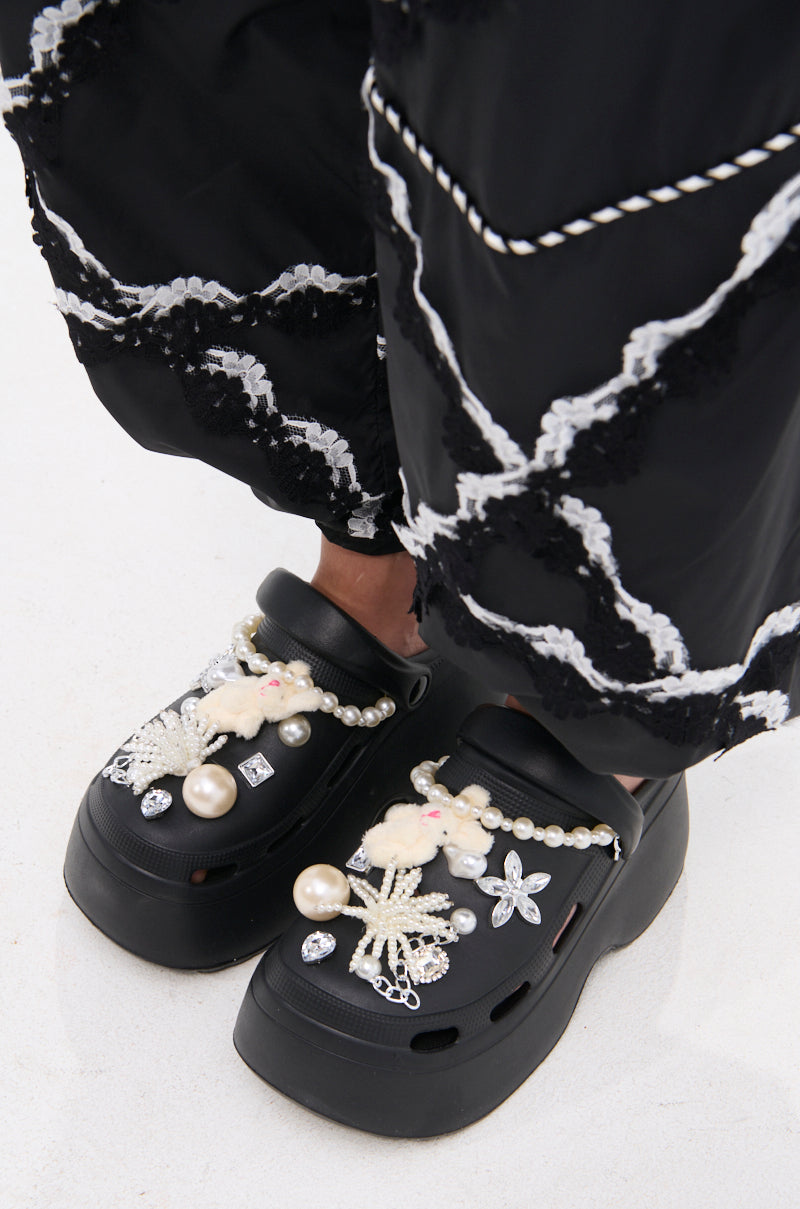 AZALEA WANG DAVIES BLACK PEARL RHINESTONE FLAT