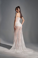 TROUBLES HERE LACE MAXI DRESS IN WHITE