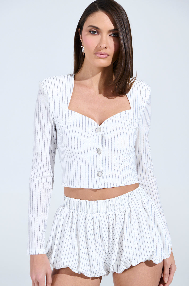 GIMME LOVE STRIPE BUTTON DOWN BLOUSE
