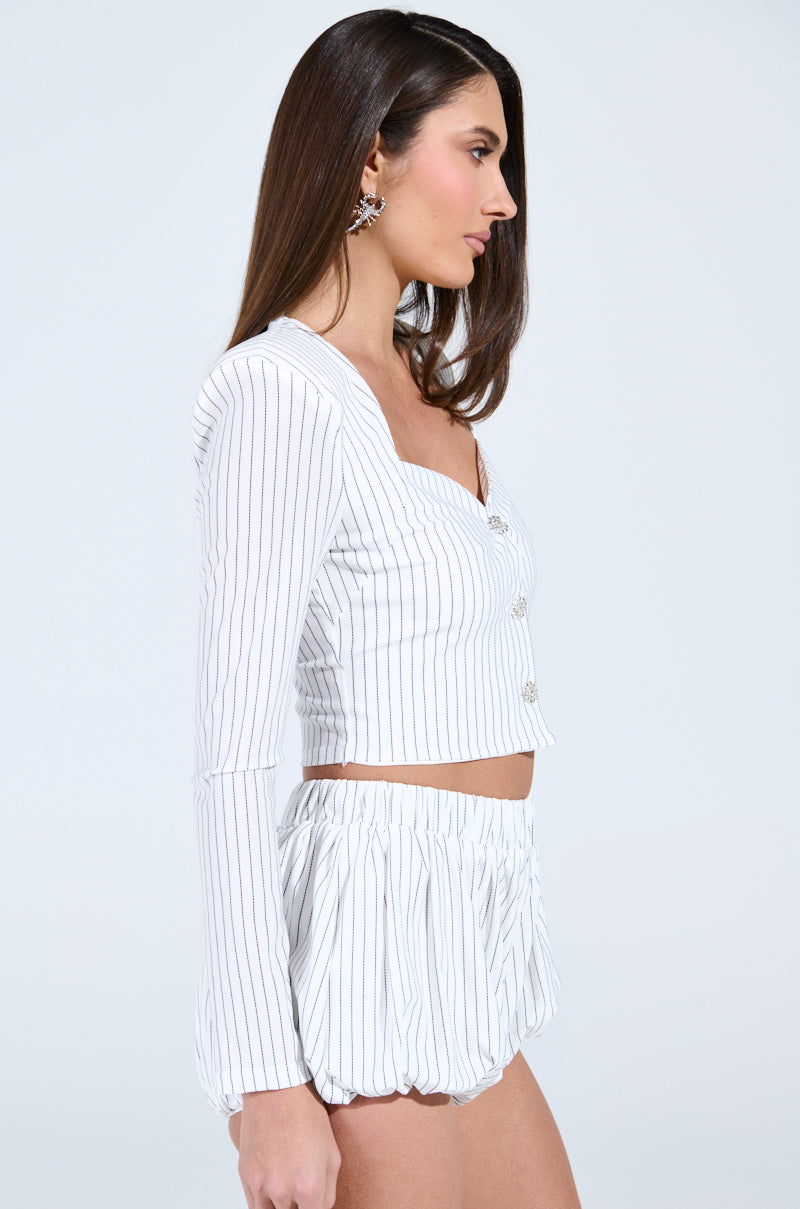 GIMME LOVE STRIPE BUTTON DOWN BLOUSE