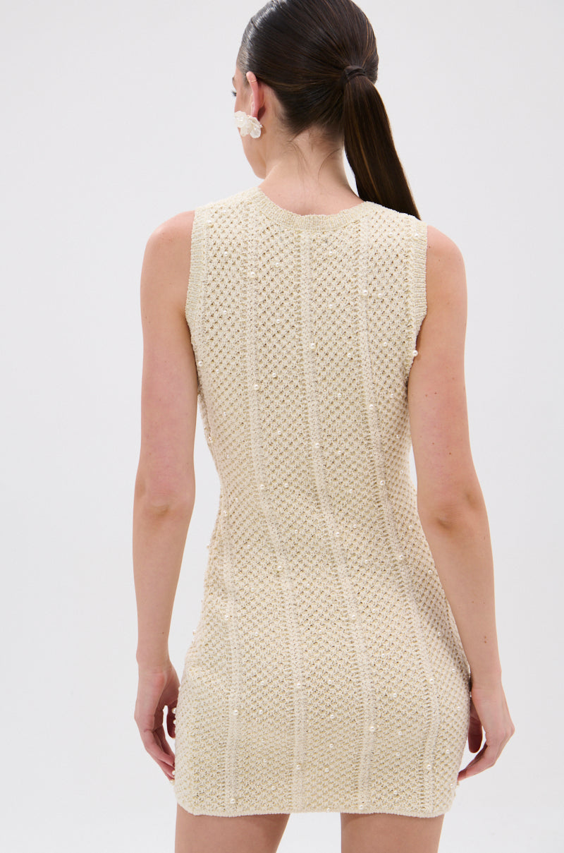 FEELIN SWEET KNIT SWEATER DRESS WITH PEARLS
