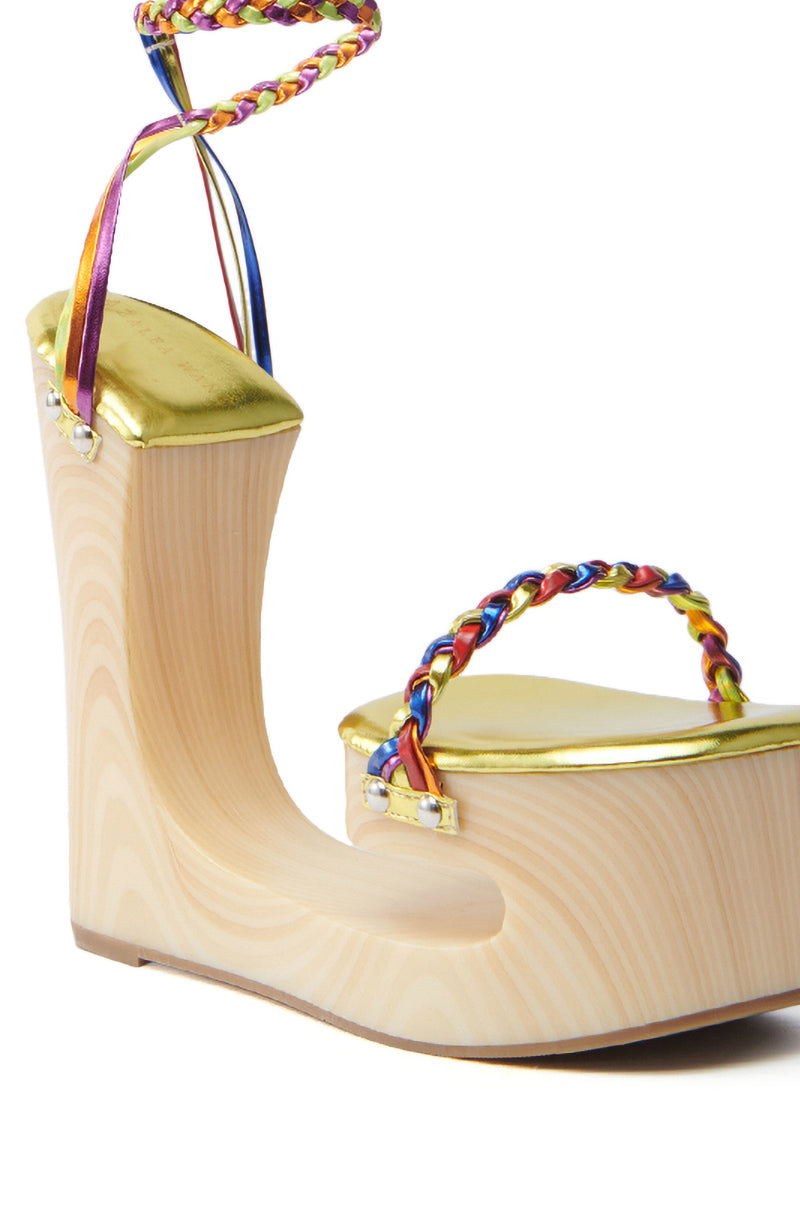 AZALEA WANG FANTASA RAINBOW STRAPPY WEDGE SANDAL
