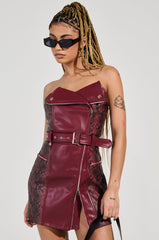 POSTING AND GHOSTING SNAKE PU MINI DRESS