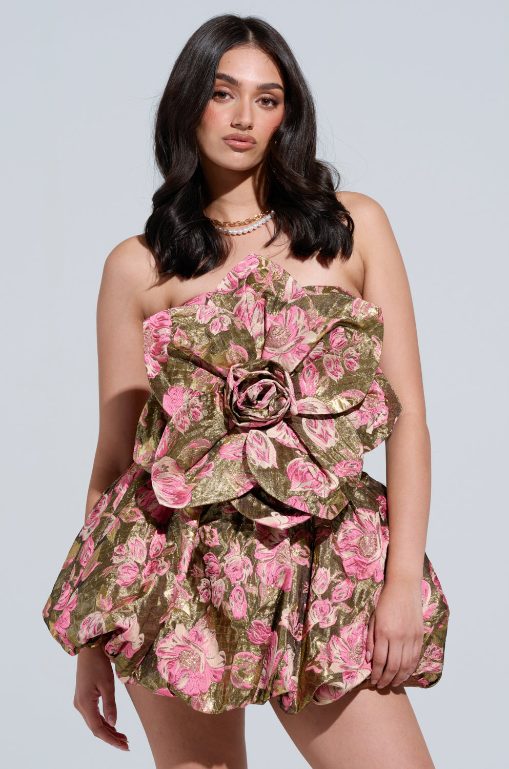WILD CHILD BROCADE MINI DRESS