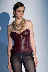 WHATEVER SHE WANT FAUX LEATHER CORSET