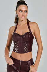 TEMPTATION'S BEST FRIEND CORSET IN BURGUNDY