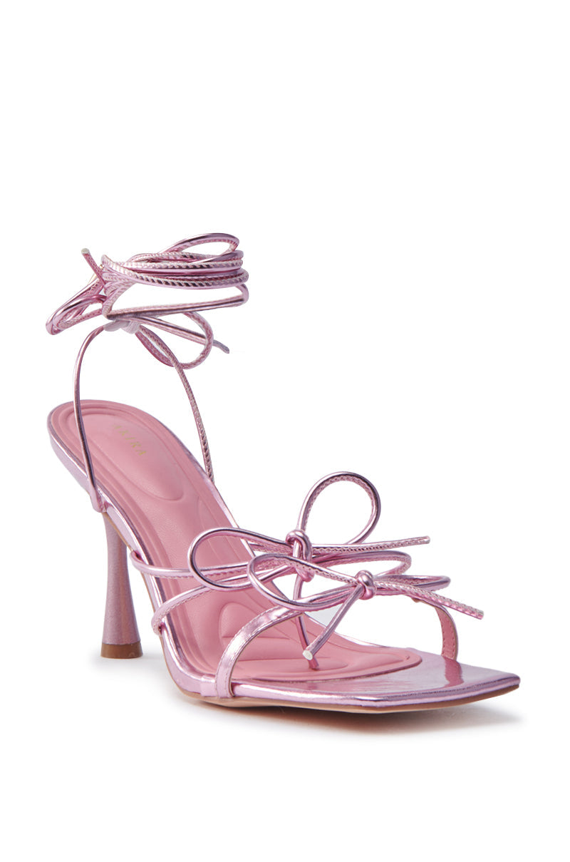 AKIRA GUNRAY PINK BOW CHUNKY STILETTO SANDAL