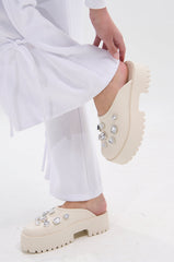 AZALEA WANG HAIN IVORY RHINESTONE FLAT