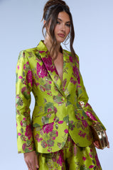 BUY MYSELF FLOWERS BROCADE BLAZER IN LIME