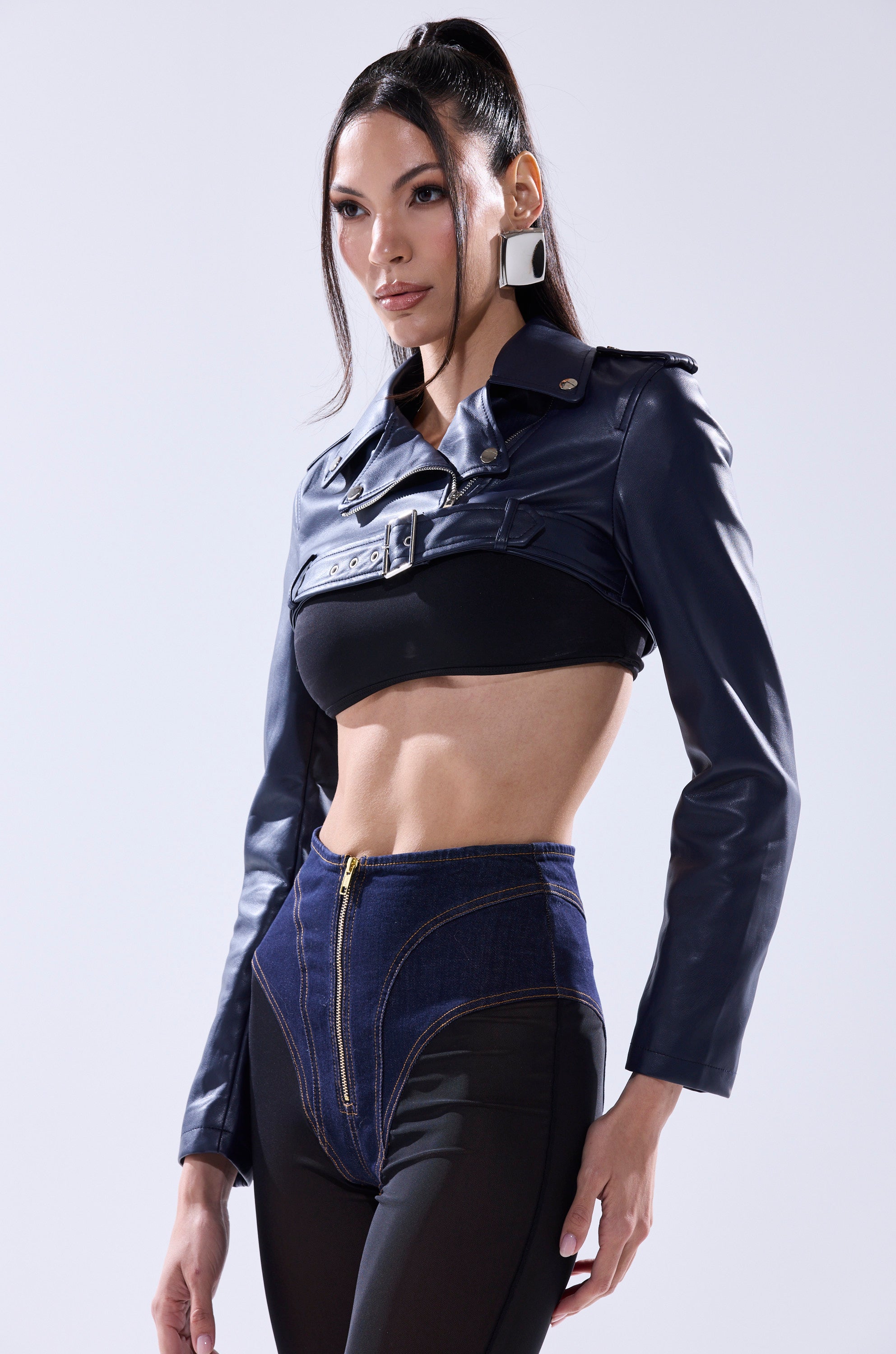 HARLEY LUXE ULTRA CROP MOTO IN NAVY