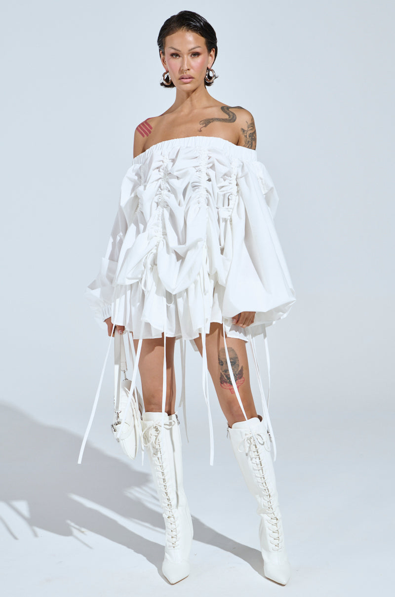 FREE AS CAN BE MINI DRESS IN WHITE