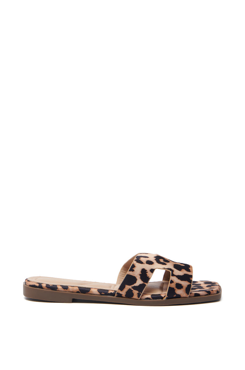 AKIRA HOWDY FAUX SUEDE LEOPARD SLIP ON SANDAL