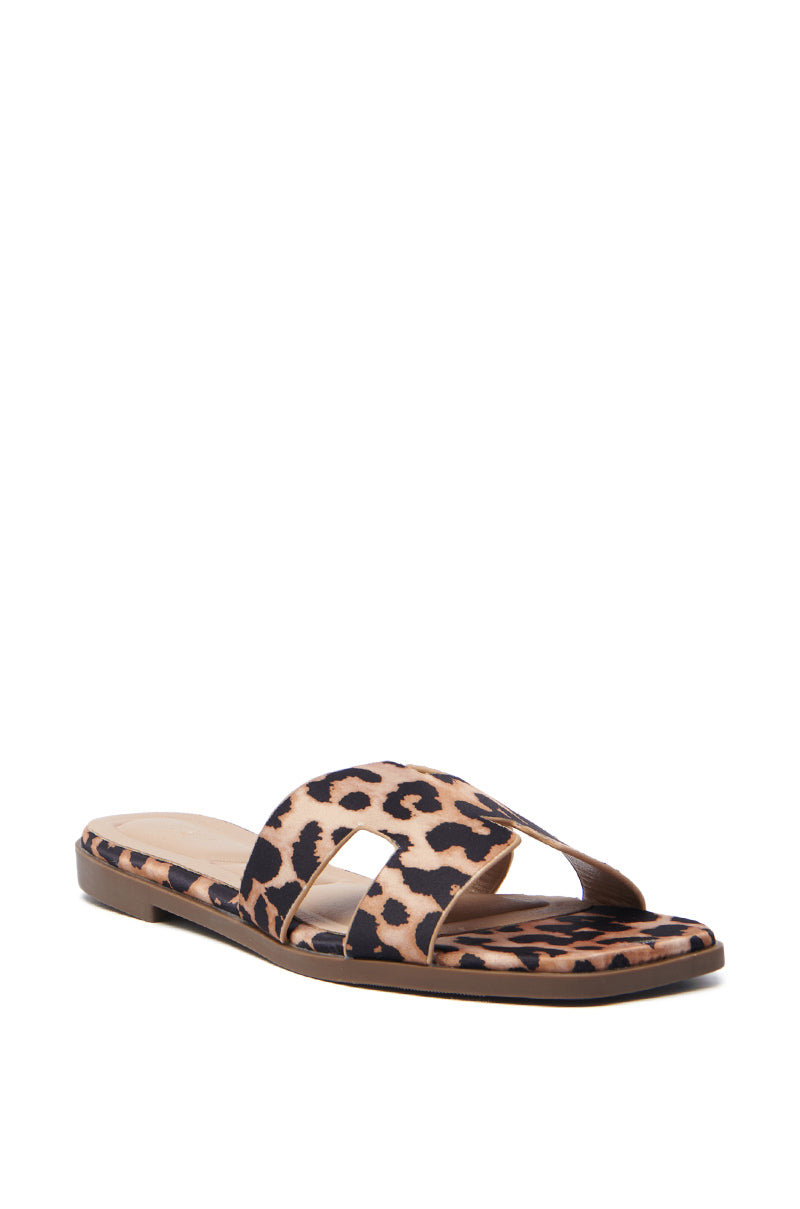 AKIRA HOWDY FAUX SUEDE LEOPARD SLIP ON SANDAL